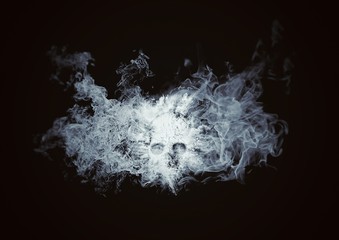 煙に包まれた抽象的な頭蓋骨