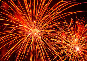 Nice, colorful fireworks abstract in the evening
