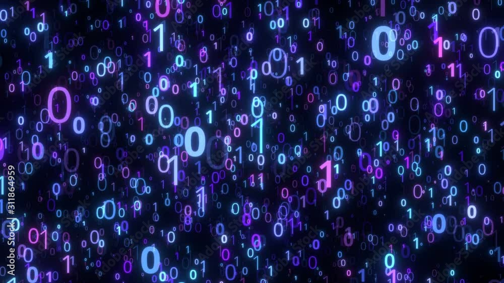 Wall mural falling numbers binary code data background