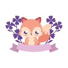 Cute squirrel cartoon with flowers vector design