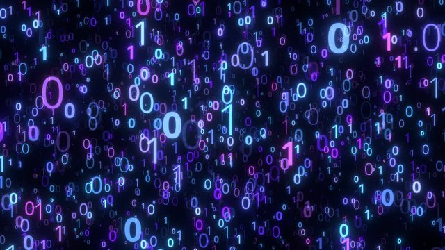 falling numbers binary code data background