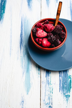 Forest fruit bowl. Strawberry, blueberry, blackberry, berry