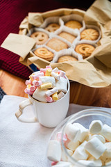 Obraz na płótnie Canvas cacao with marshmallow on the Christmas table