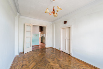 Russia, Moscow- August 05, 2019: interior room apartment decrepit old careless not modern setting. cosmetic repairs required