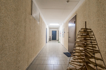 Russia, Omsk- August 05, 2019: interior room apartment. public place, staircase