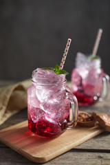 Organic fresh italian soda with green mint..