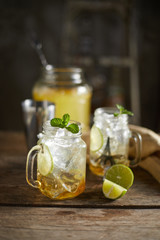 Organic fresh italian soda with green mint..