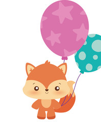 fox cartoon of happy birthday concept vector design