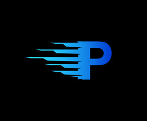 Fast P Letter Digital Data Logo Icon, Fast Hi-tech P Design Concept.
