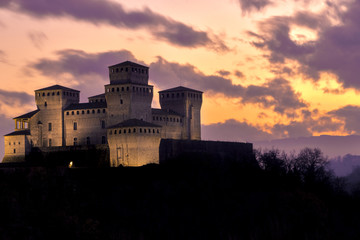 castle at sunset