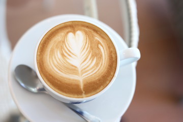 hot latte coffee drink put on table in the morning day
