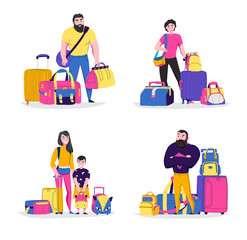 Travel Bags Concept Icons Set