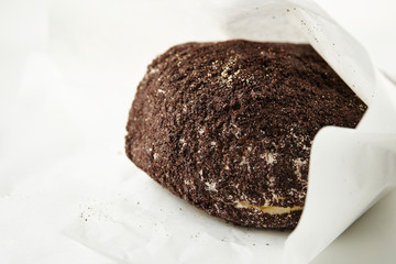 Sweet chocolate cookie round bread 