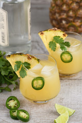 Tequila with pineapple and jalapeno