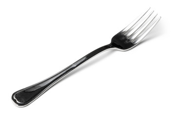 Silver cutlery fork isolated on white background