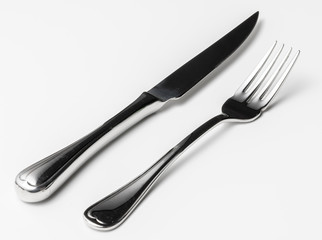 Fork and knife isolated on white background