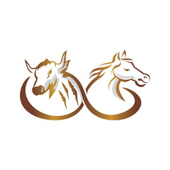 cow and horse logo , animal logo