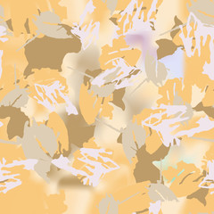 Desert camouflage of various shades of orange, grey, brown and violet colors