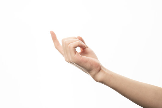 Human hand in seduce gesture isolate on white background