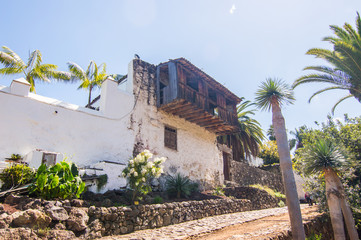 Fototapeta na wymiar Picturesque Building In A Square In The Center Of Icod De Los Vinos. April 14, 2019. Icod De Los Vinos, Santa Cruz De Tenerife Spain Africa. Travel Tourism Street Photography.