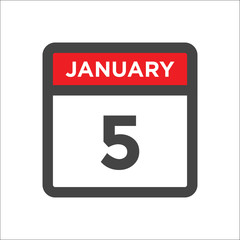 January 5 calendar icon including day of month