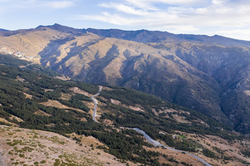Fototapeta na wymiar aerial view of a mountain road near Sierra Nevada (Granada) Spain