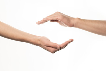Fototapeta na wymiar Human hand holding something gesture isolate on white background