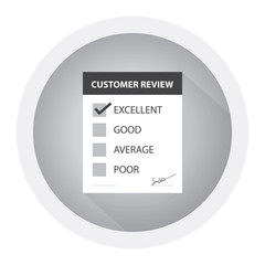 Business customer care service concept, rating on customer service and review flat. Black and white icon