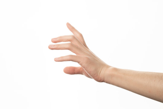 Human hand in picking gesture isolate on white background