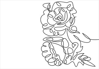 Poppy. Continuous line - Vector