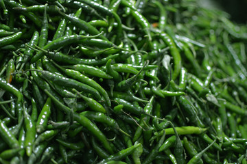 Fresh Green Chilli in Indian Market