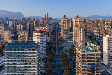 Naklejka premium Aerial view of the city of Benidorm Spain