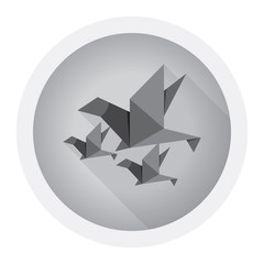 Paper pigeons flaying flat design. Black and white icon