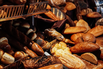 fresh baked breads in the bakery bread loaf
