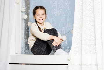 baby girl in christmas mood