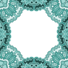 Abstract floral decorative frame for greeting card or invitation in ethnic style