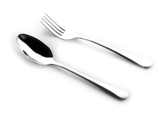 silver spoon isolated on white background