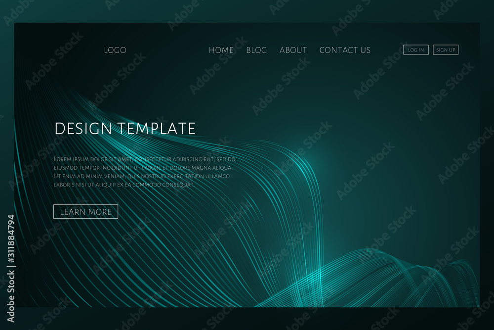 Wall mural abstract tech background with waveform lines landing page design template for web page website page 