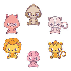 Kawaii animals cartoons vector design
