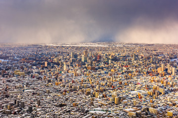 Sapporo, Japan Aerial Cityscape