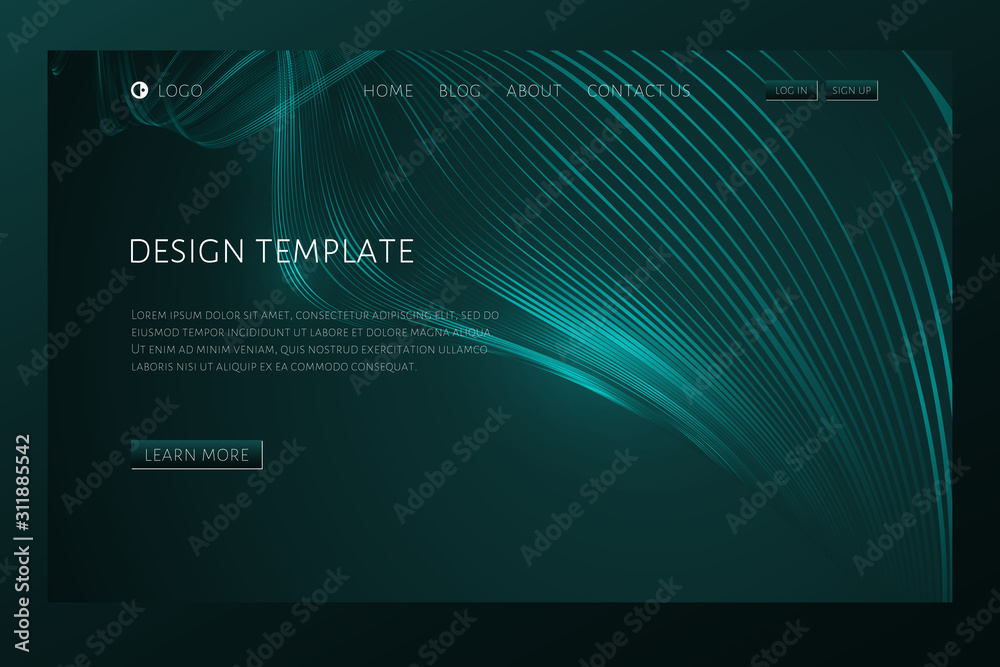 Wall mural abstract tech background with waveform lines landing page design template for web page website page 