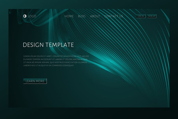 Naklejka premium Abstract tech background with waveform lines Landing page Design template for web page website page cover wallpaper brochure Dark tech abstract futuristic background with waveform lines Vector landing
