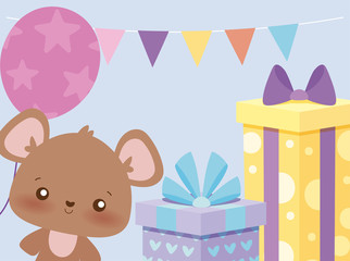 bear cartoon of happy birthday concept vector design
