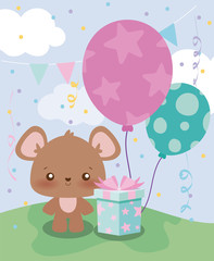 Naklejka premium bear cartoon of happy birthday concept vector design