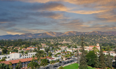 Santa Ynez Mountains Beyond Santa Barbara at Dusk