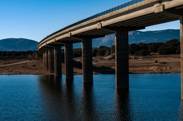 Bridge over the Valmayor reservoir. El Escorial, Madrid, Spain.