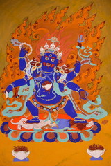 Wall painting at thak thong gompa, Ladakh, Jammu Kashmir, India
