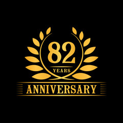 82 years logo design template. Anniversary vector and illustration template.