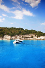 Fototapeta na wymiar island vacation - luxury yacht in the bay