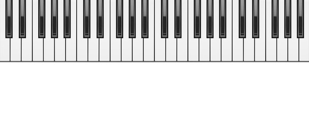 piano keyboard close up on white background